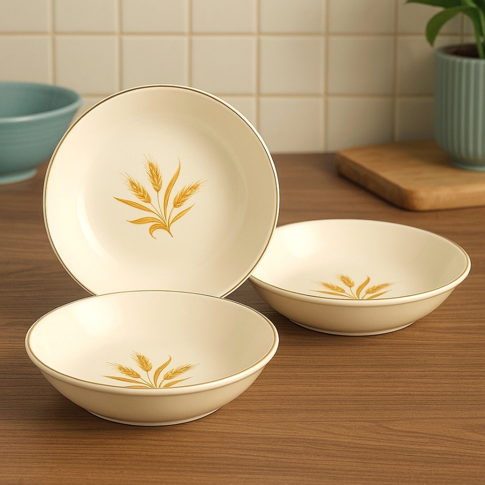 Set of 3 Vintage TS&T Wheat Coupe Cereal / Soup Bowls – 6⅝" – Discontinued